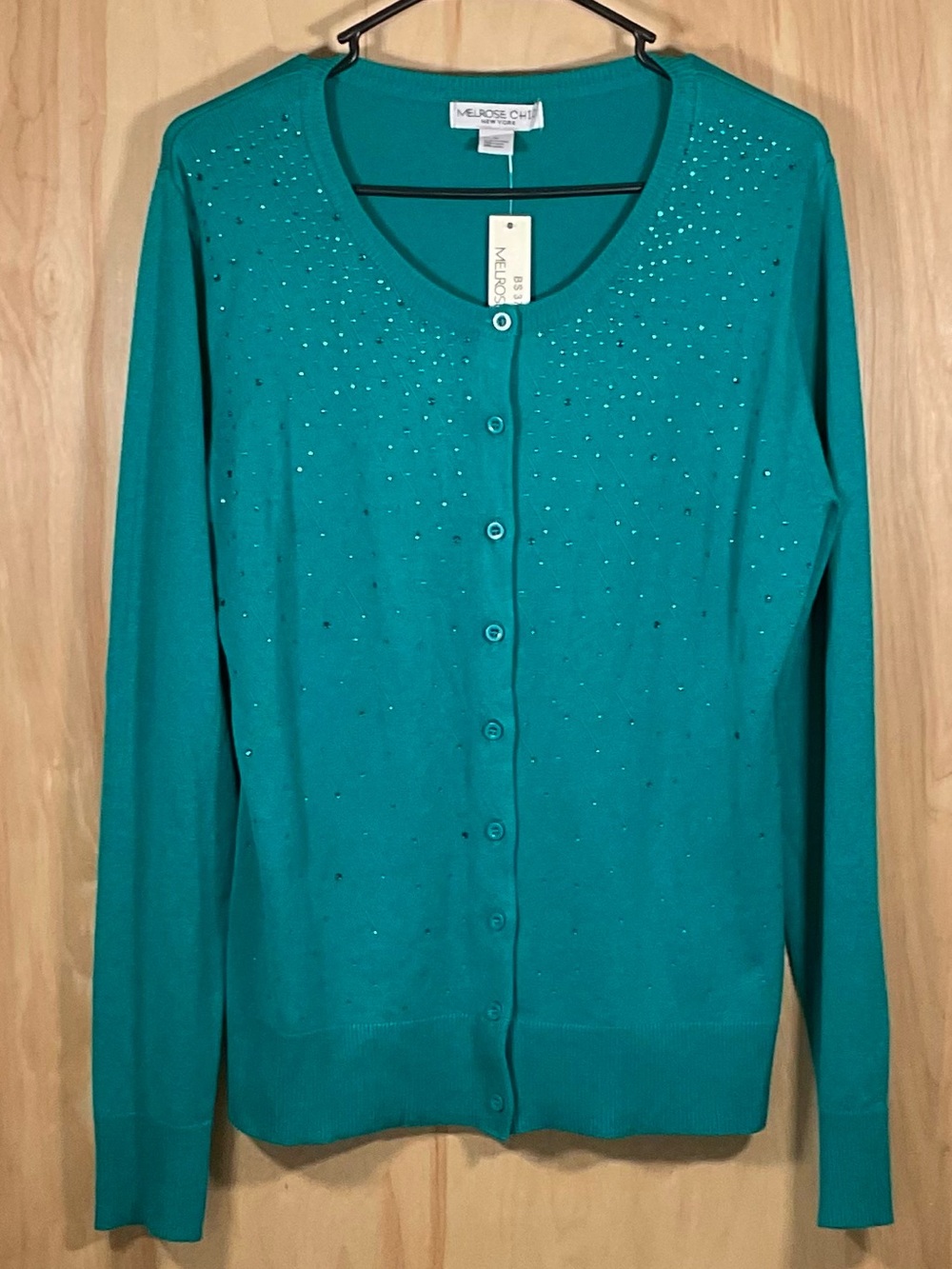 Melrose Chic NY Button Down Cardigan Sweater Plaid- NWT